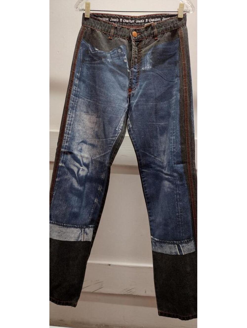 JEAN PAUL GAULTIER Rockabilly Pants Jean Picture Denim Redlines Waist 29 inches - Picture 5 of 16
